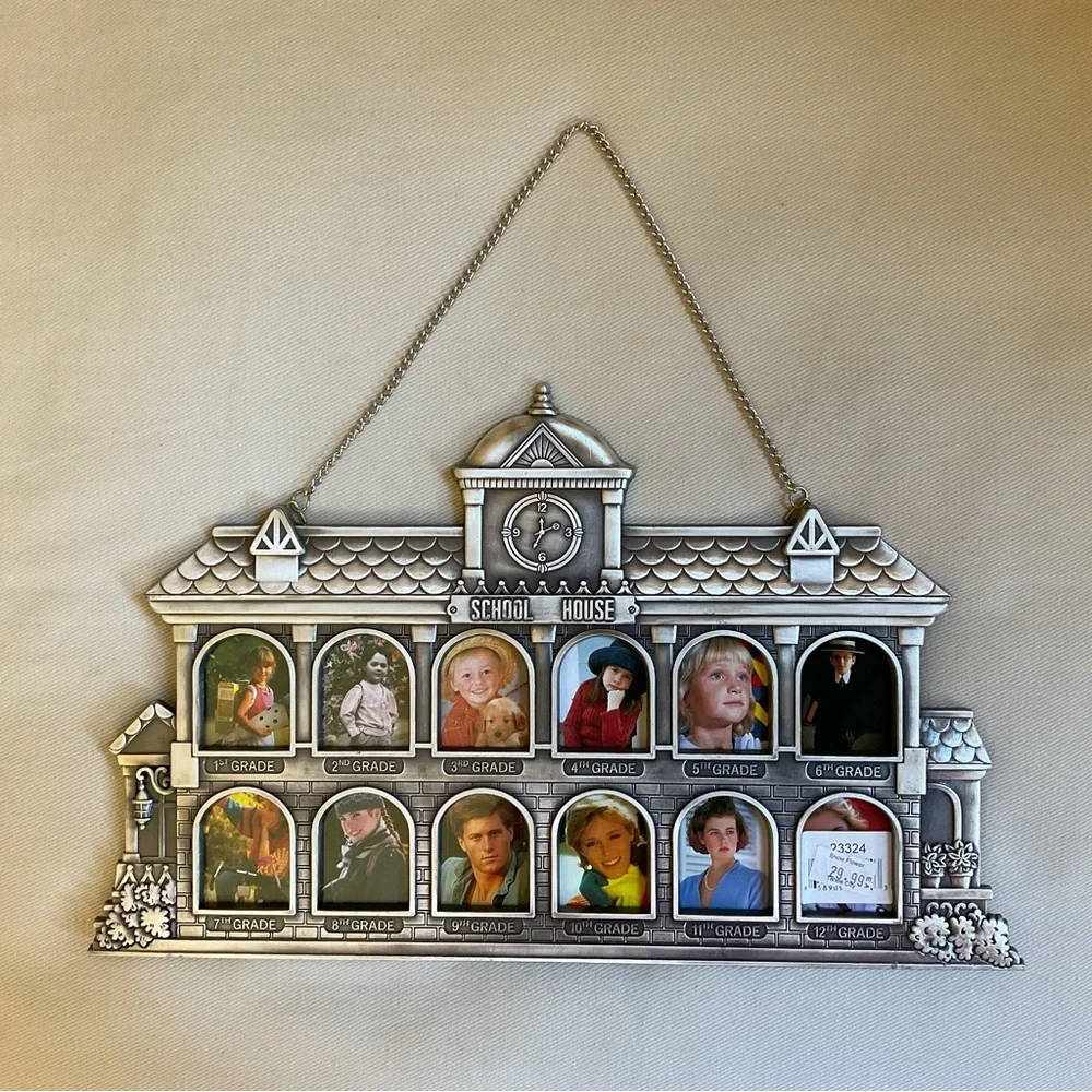 Silvertone Schoolhouse Picture Frame Keepsake Grades 1-12 NWT